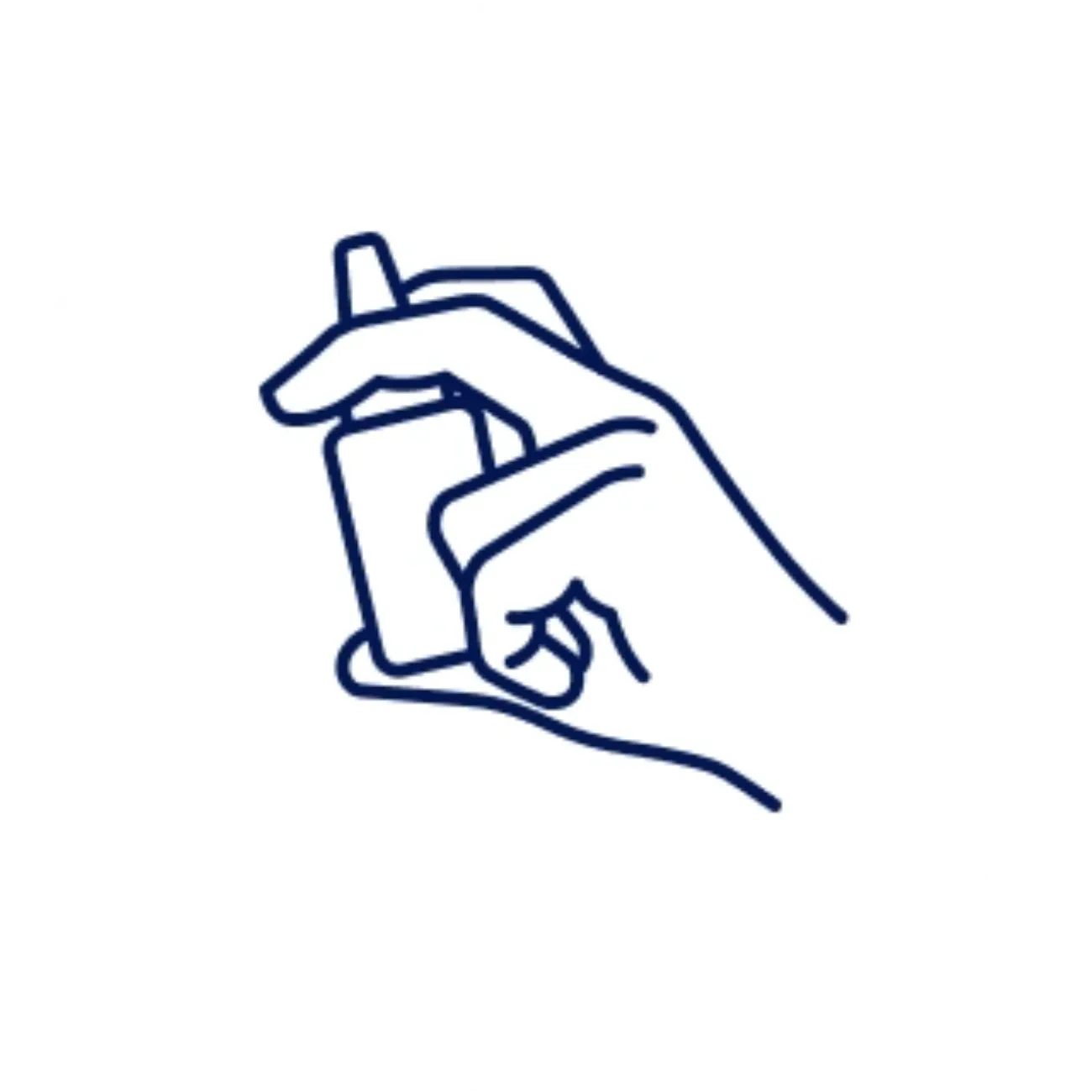 Step 1 icon: a hand holding spray bottle, preparing for use