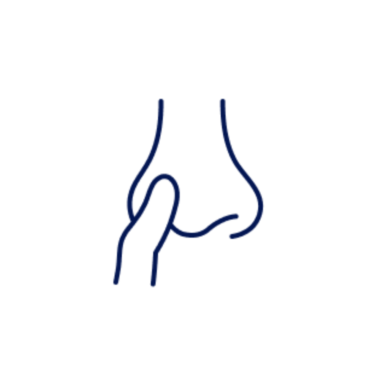 Step 2 icon: a finger blocks one side of nostril