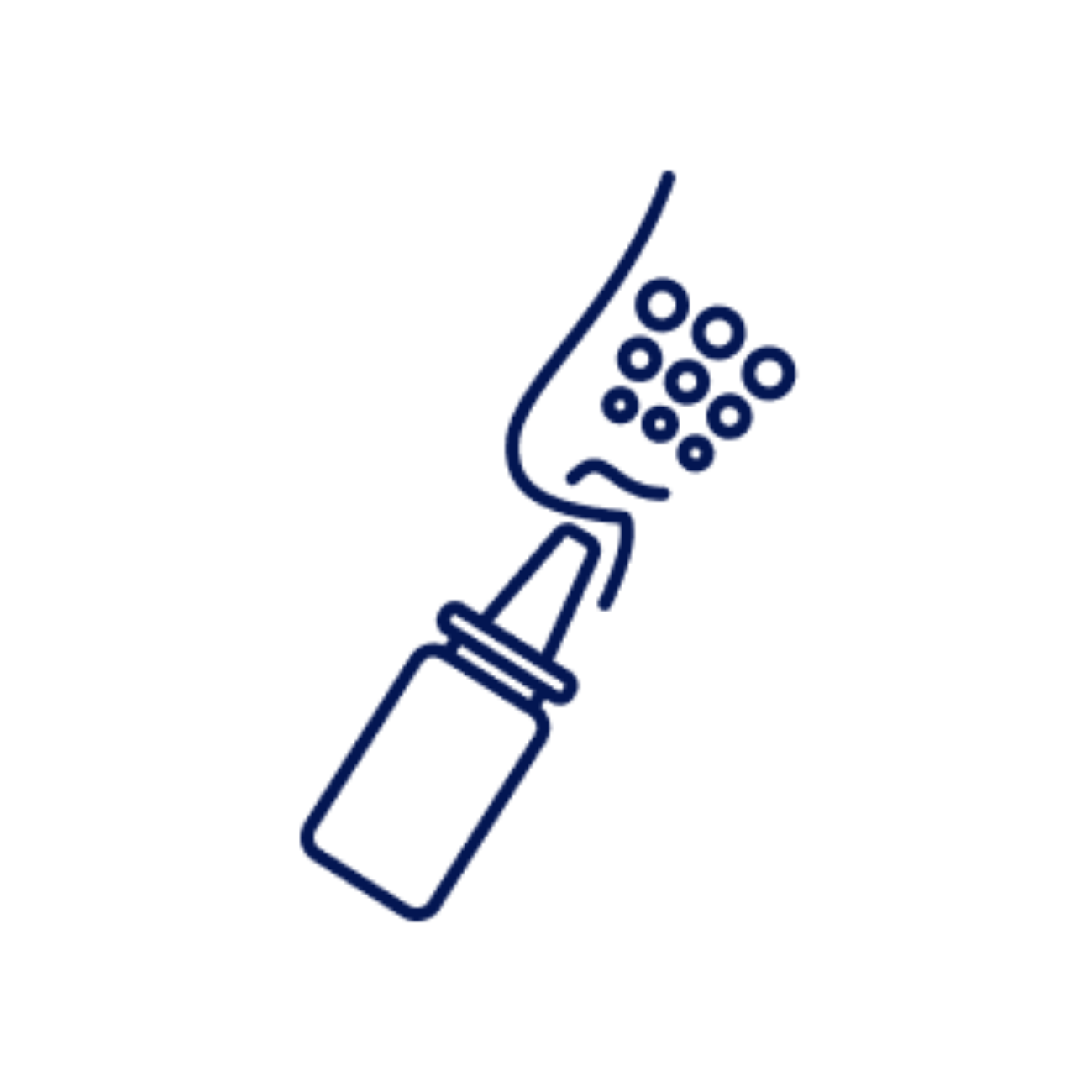 Step 4 icon: illustration shows a nasal spray bottle and nose