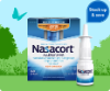 Nasacort packshot with a spring background and the call-to-action "Stock up & save"